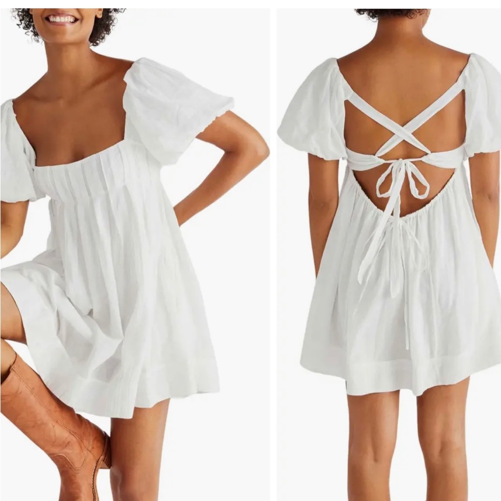 Free People free-est Marina Tie Back Cotton Crinkle Babydoll Dress